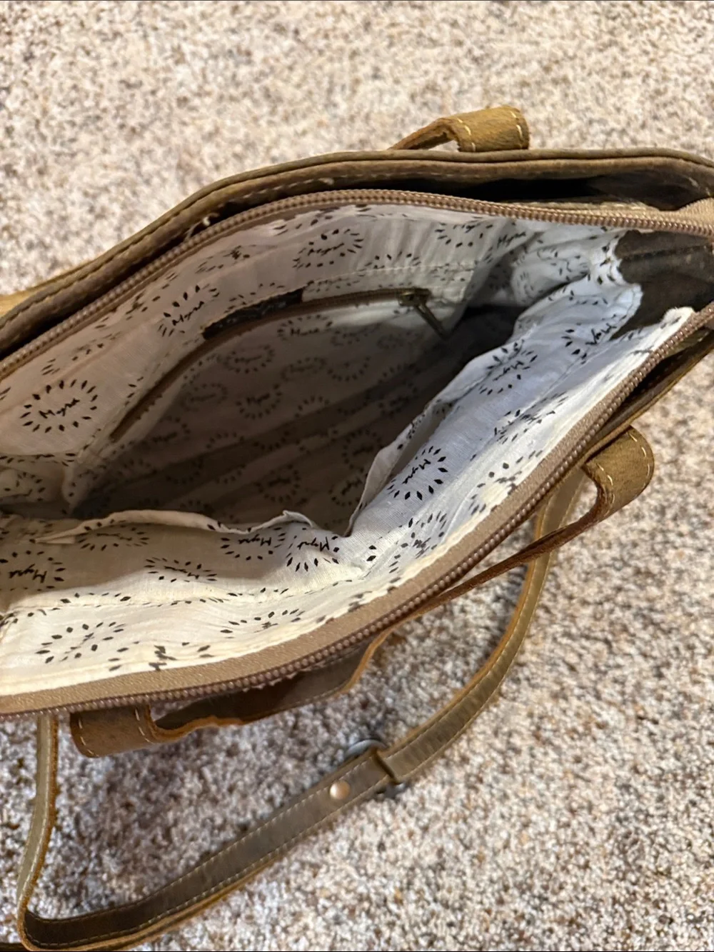 Myra Bag Distressed Brown Multi-Pocket Shoulder Tote - Picture 10 of 13